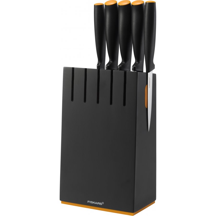 Fiskars Functional Form Knivblok m. 5 knive, Sort