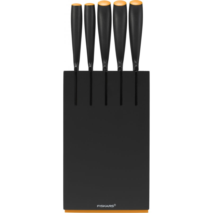 Fiskars Functional Form Knivblok m. 5 knive, Sort