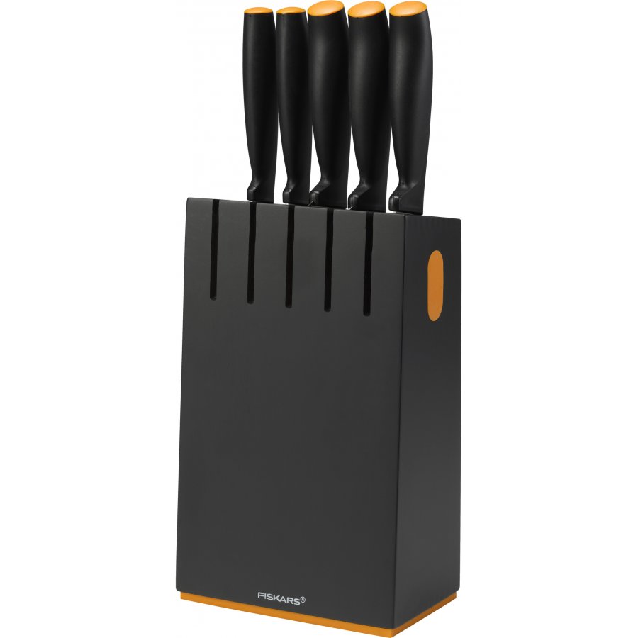 Fiskars Functional Form Knivblok m. 5 knive, Sort