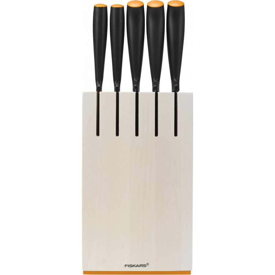 Fiskars Functional Form Knivblok m. 5 knive, Hvid