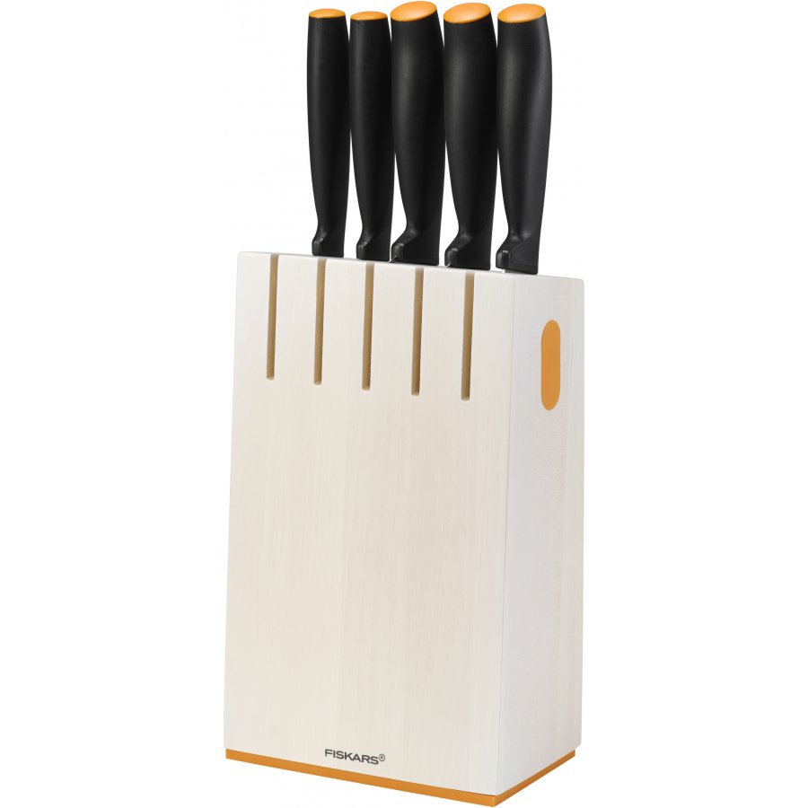 Fiskars Functional Form Knivblok m. 5 knive, Hvid