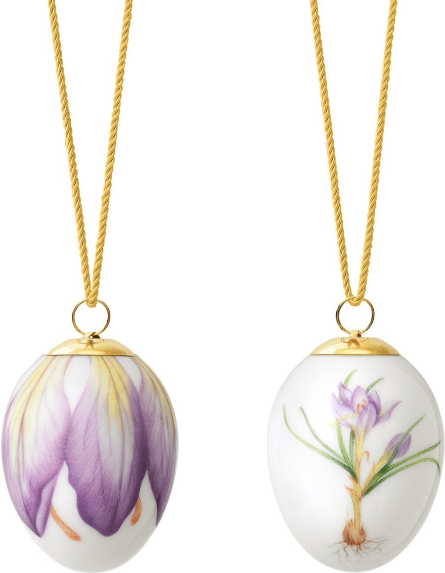 Royal Copenhagen Pskeg 2 stk. 6 cm, Lilla Krokus & Lilla Krokusblade