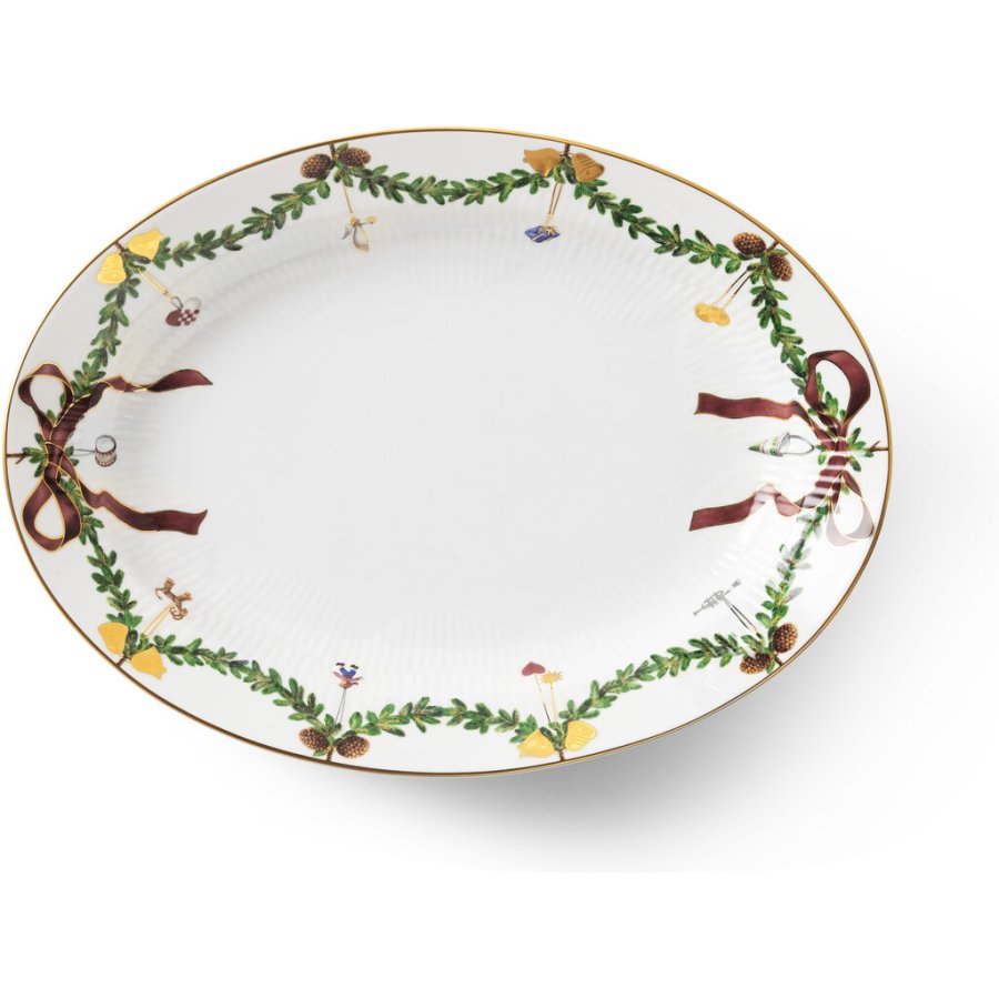 Royal Copenhagen Star Fluted Christmas Platte oval 34 cm