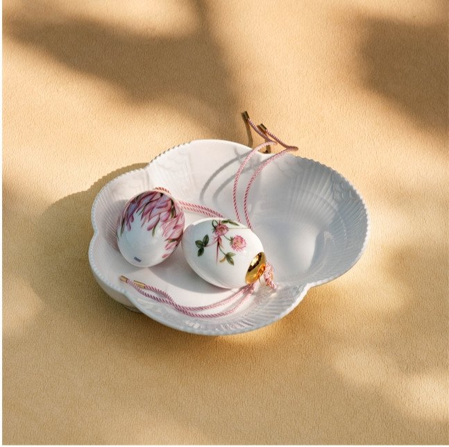 Royal Copenhagen P�ske�g 2 stk, R�dkl�ver & R�dkl�verblade