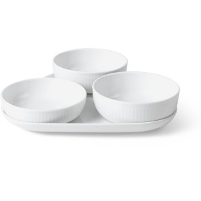 Royal Copenhagen Wei Gerippt Servier-Set 4 Teile