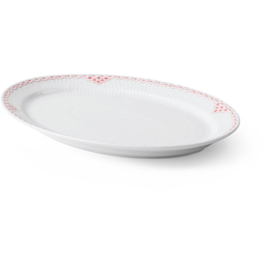 Royal Copenhagen Coral Gerippt Halbspitze Platte oval 28 cm