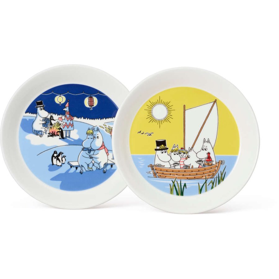 Moomin Arabia Mumin Tellerset 2er Set 19 cm, Lagerfeuer & Segeln