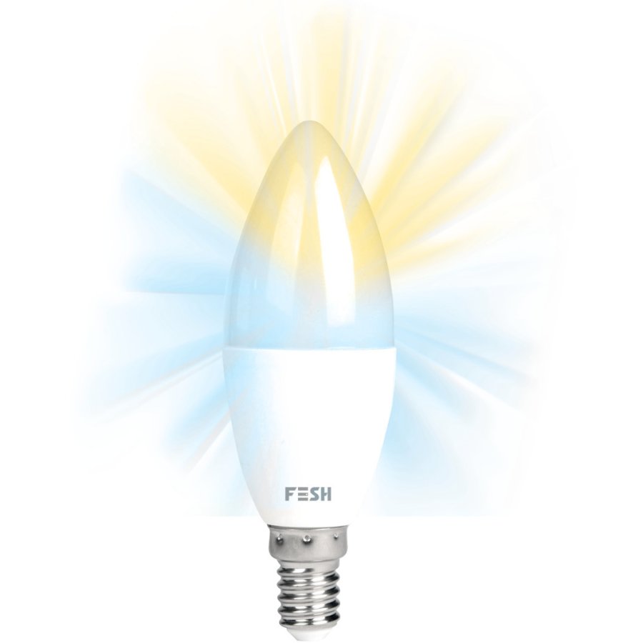 FESH Smart Home Kerzenbirne LED E14 5W Dimmbar, Kalt/Warm