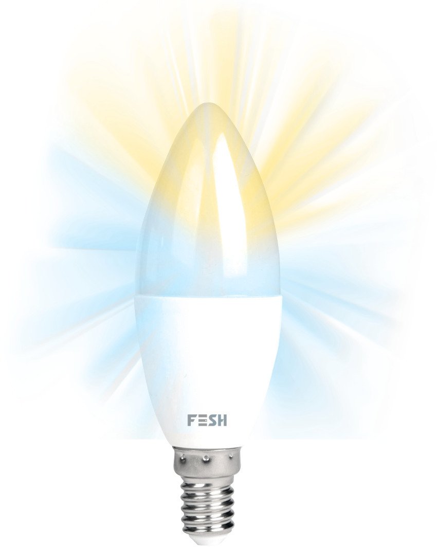 FESH Smart Home Kerzenbirne LED E14 5W Dimmbar, Kalt/Warm