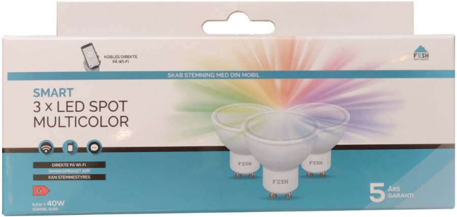 FESH Smart Home Spot LED GU10 5W 3er Set Dimmbar, Multi