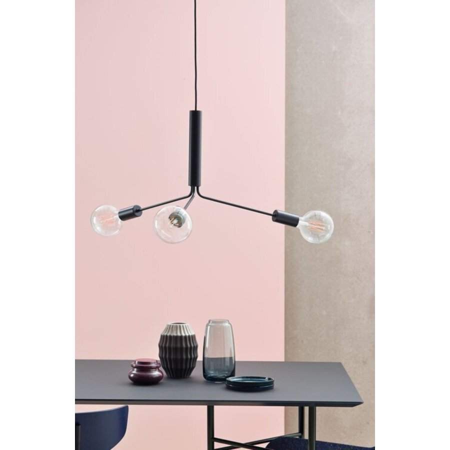 Frandsen Grand Metro Lysekrone m. Tre Arme inkl. Baldkin 54 cm, Mat Sort