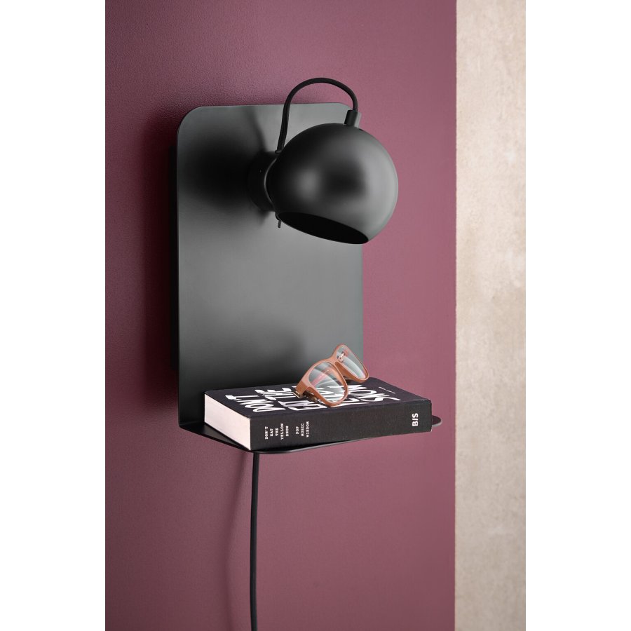 Frandsen Ball Vglampe m. USB 12 cm, Mat Sort