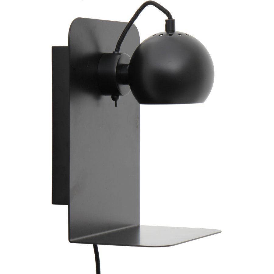 Frandsen Ball Vglampe m. USB 12 cm, Mat Sort