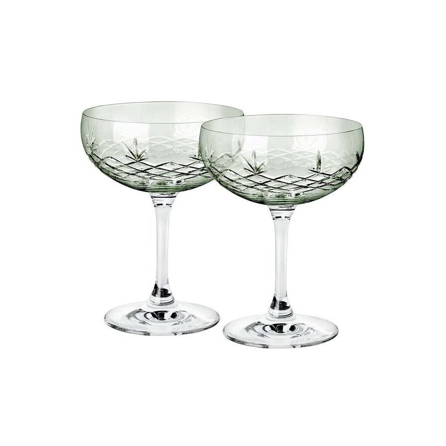 Frederik Bagger Crispy Gatsby Champagnerschale 2er Set. 30 cl, Smaragd/Grn