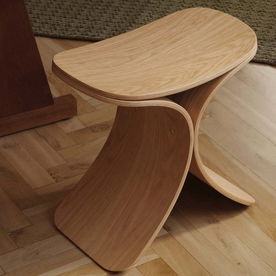 GEJST Luno Hocker H45 cm, Hell Eiche/Leder