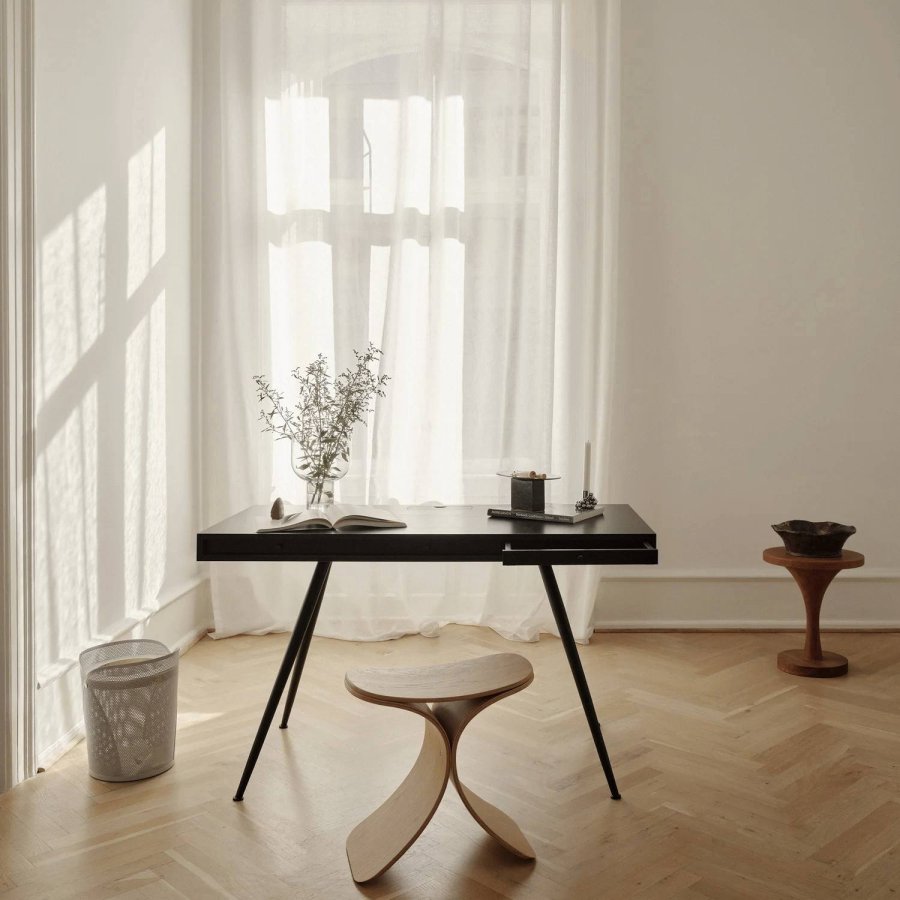 GEJST Luno Hocker H45 cm, Hell Eiche/Leder