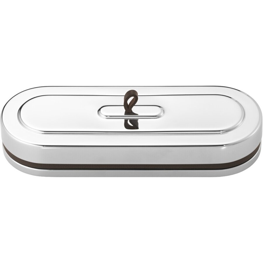 Georg Jensen Manhattan Box Breit 20 cm, Stahl glnzend/Leder 