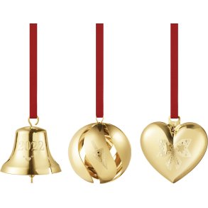 Georg Jensen Gaves�t m. Klokke, Kugle og Hjerte 2022, Guldbelagt