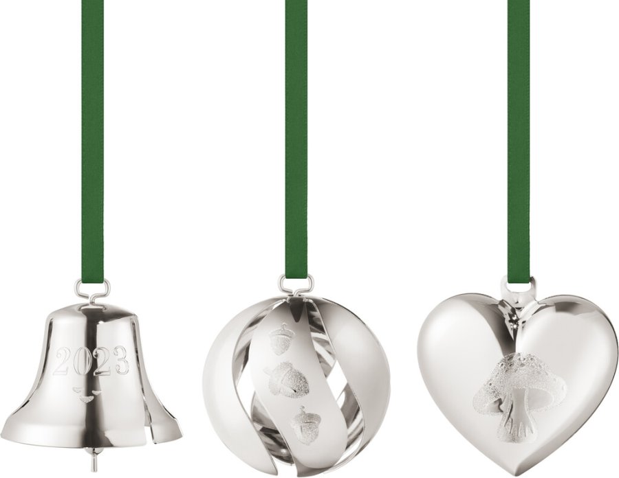 Georg Jensen Geschenkset mit Glocke, Kugel und Herz 2023, Palladium