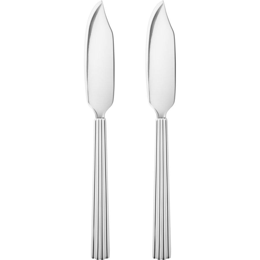 Georg Jensen Bernadotte Fischmesser 2er Set, 19,6 cm, Stahl glänzend