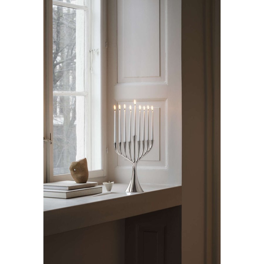 Georg Jensen Cobra Menorah Kerzenstnder H27 cm, Stahl glnzend