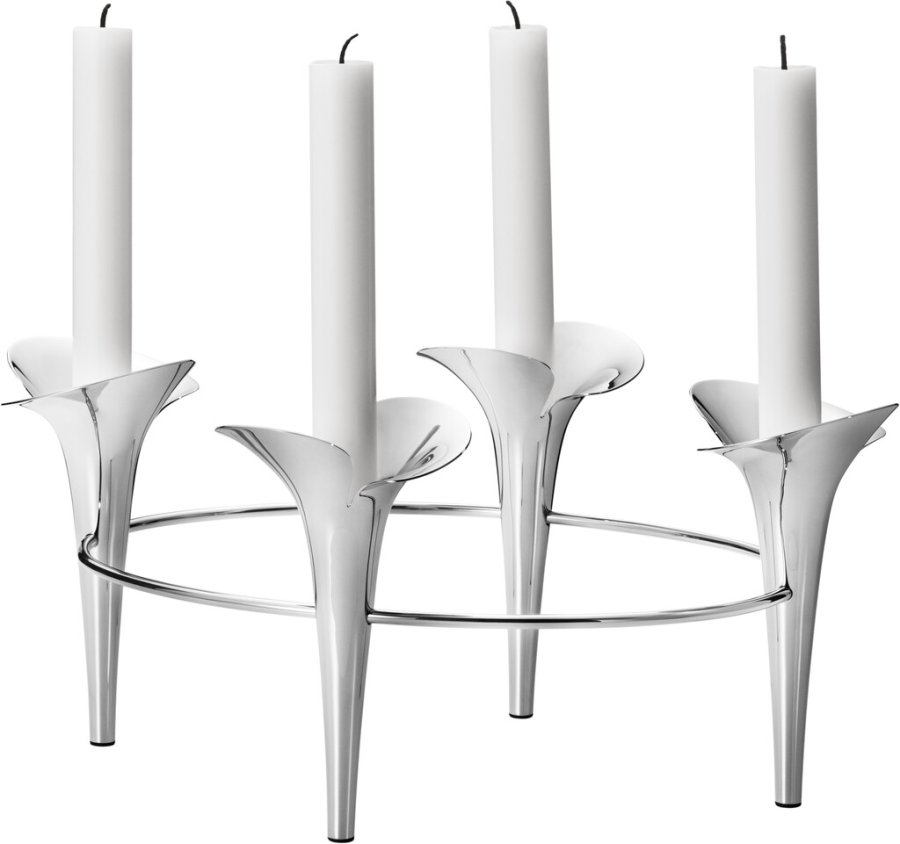 Georg Jensen Bloom Lysestage H15 cm, Blankt Stl