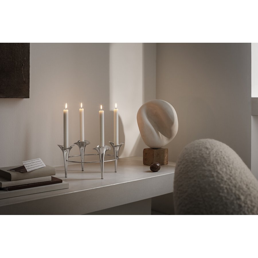 Georg Jensen Bloom Lysestage H15 cm, Blankt Stl