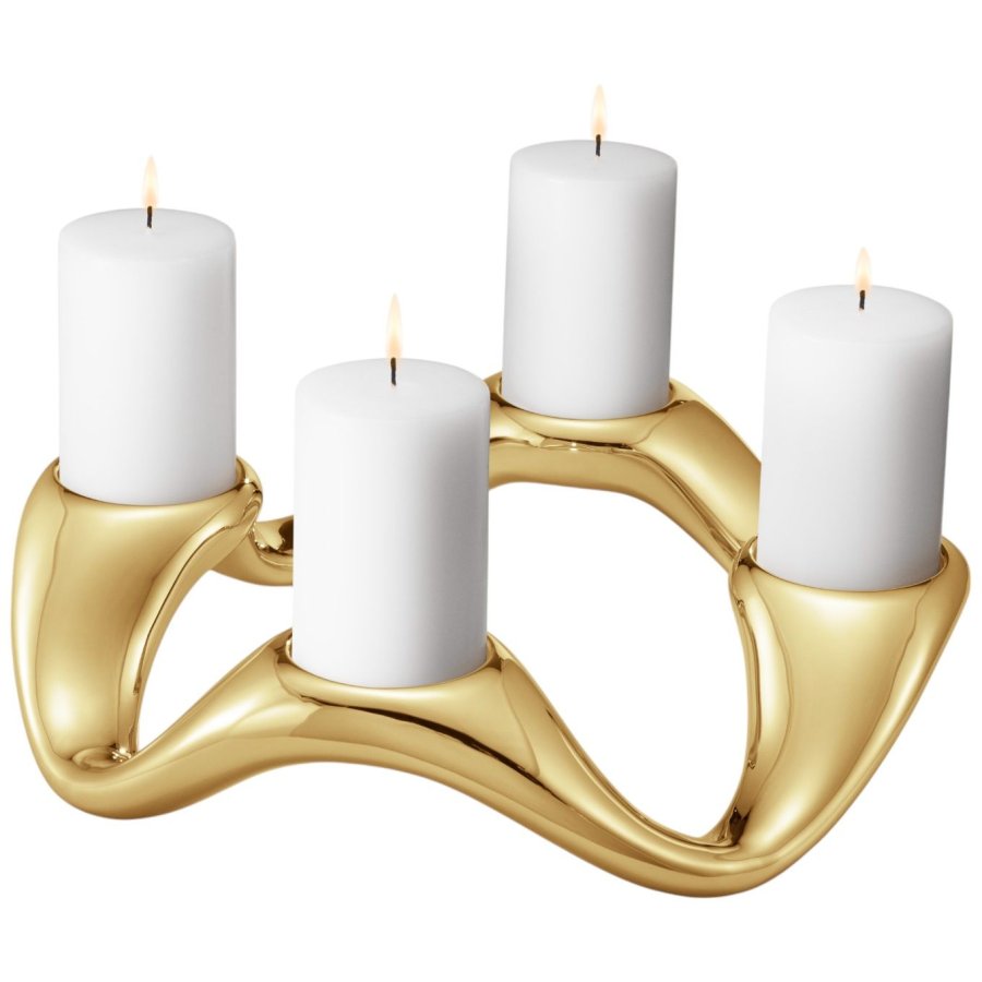 Georg Jensen Cobra Lysestage 33 cm, Guldbelagt