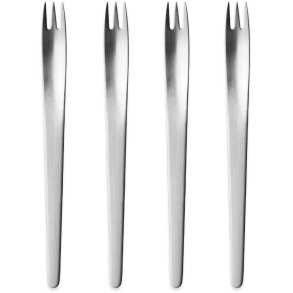 Georg Jensen Arne Jacobsen Kagegafler 4 stk, Mat Stål