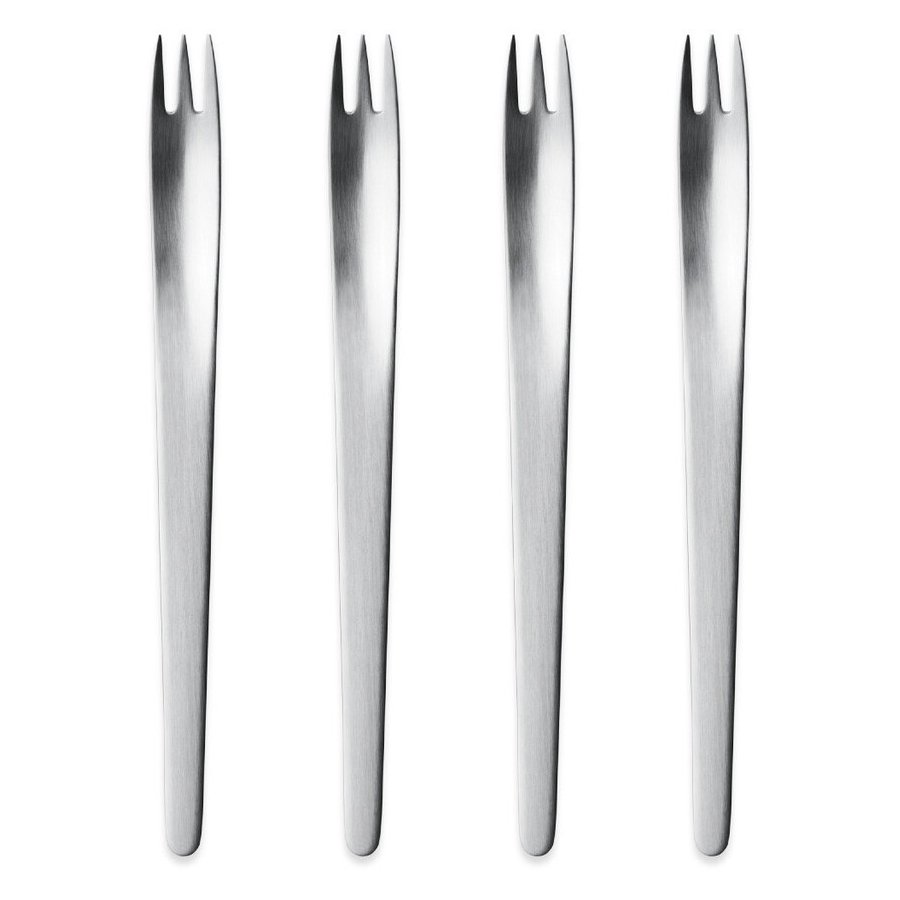 Georg Jensen Arne Jacobsen Kuchengabeln 4er Set, Stahl Matt