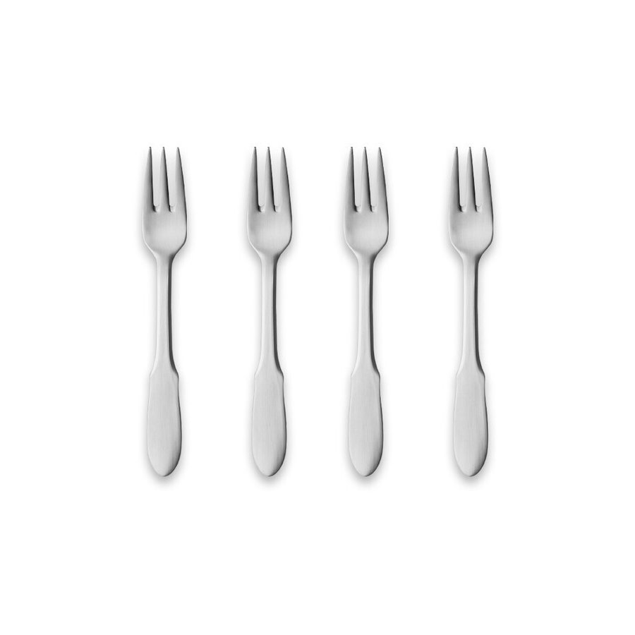 Georg Jensen Mitra Kuchengabeln 4er Set, Stahl Matt