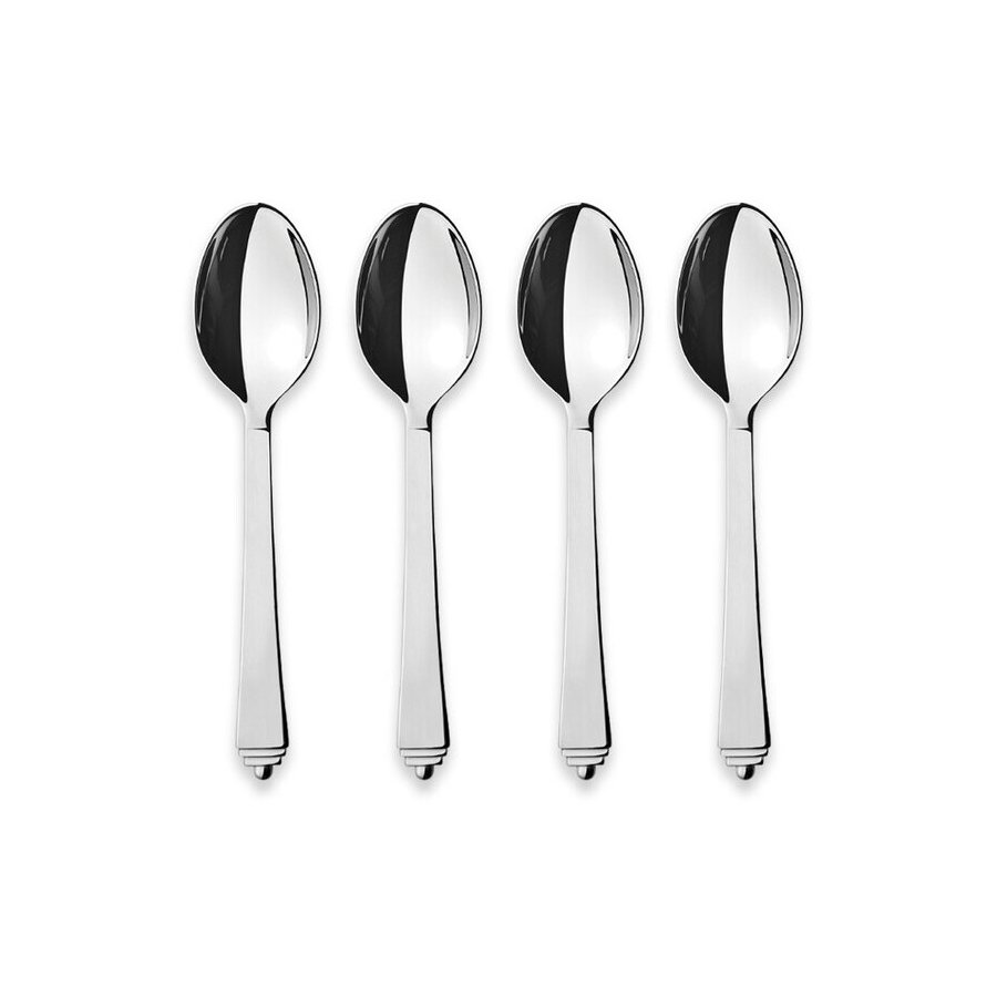 Georg Jensen Pyramide Teelöffel groß 4er Set, Stahl glänzend