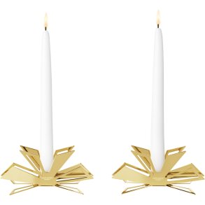 Georg Jensen Kerzenhalter 2er Set H3,7 cm, Vergoldet