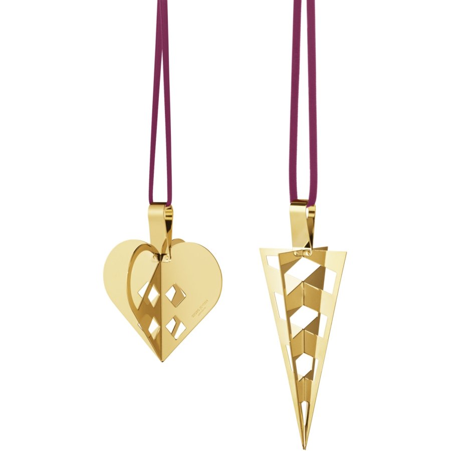 Georg Jensen Ornamentst Krmmerhus/Julehjerte, Guldbelagt