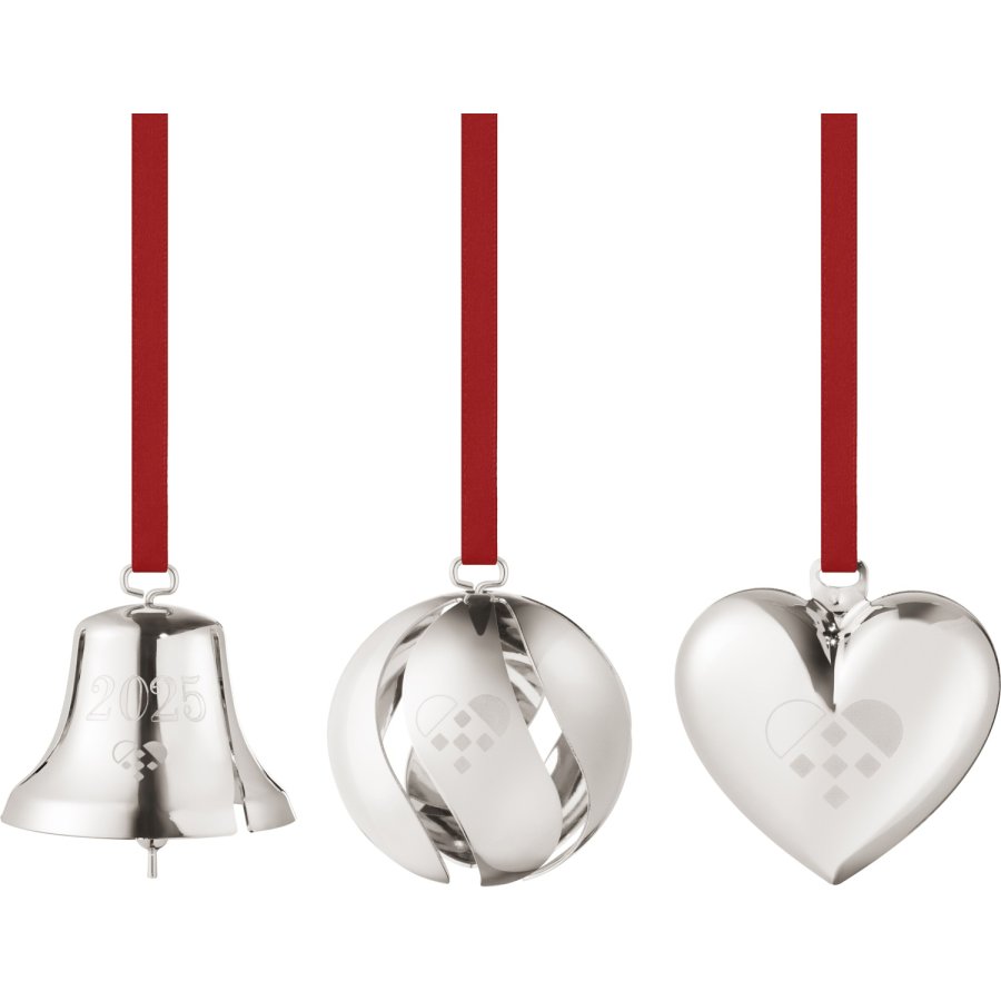 Georg Jensen Gavest m. Klokke, Kugle og Hjerte 3 stk, Palladium