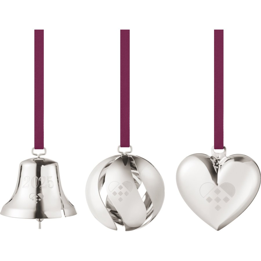 Georg Jensen Gavest m. Klokke, Kugle og Hjerte 3 stk, Palladium