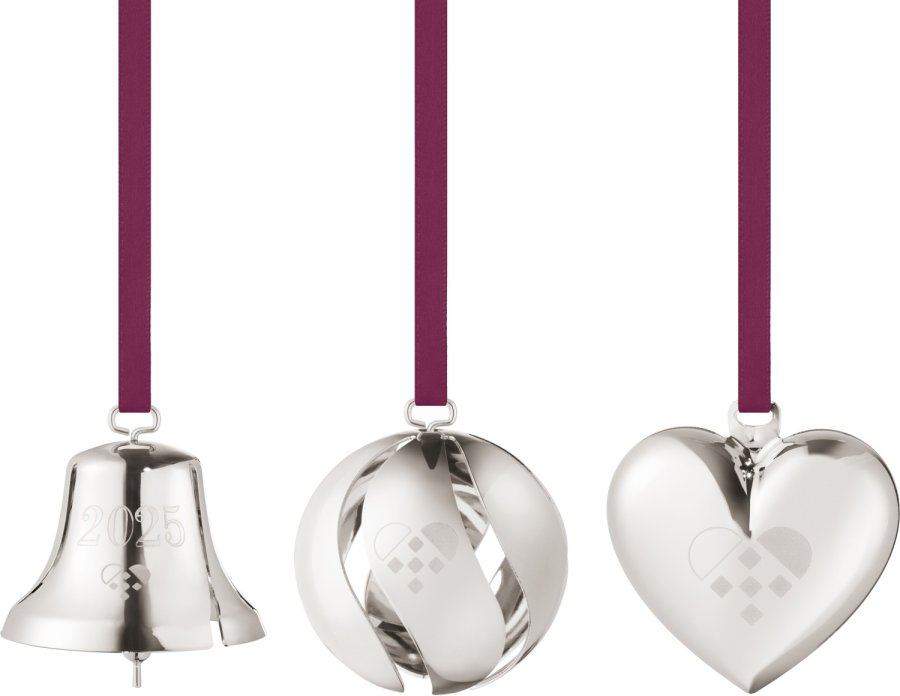 Georg Jensen Gavest m. Klokke, Kugle og Hjerte 3 stk, Palladium