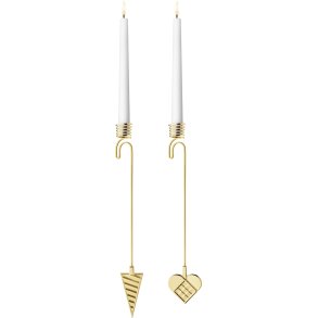 Georg Jensen Kerzenhalter-Set Weihnachtstte/Weihnachtsherz 2025 2er Set, Vergoldet