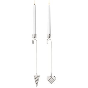 Georg Jensen Kerzenhalter-Set Weihnachtstte/Weihnachtsherz 2025 2er Set, Palladium