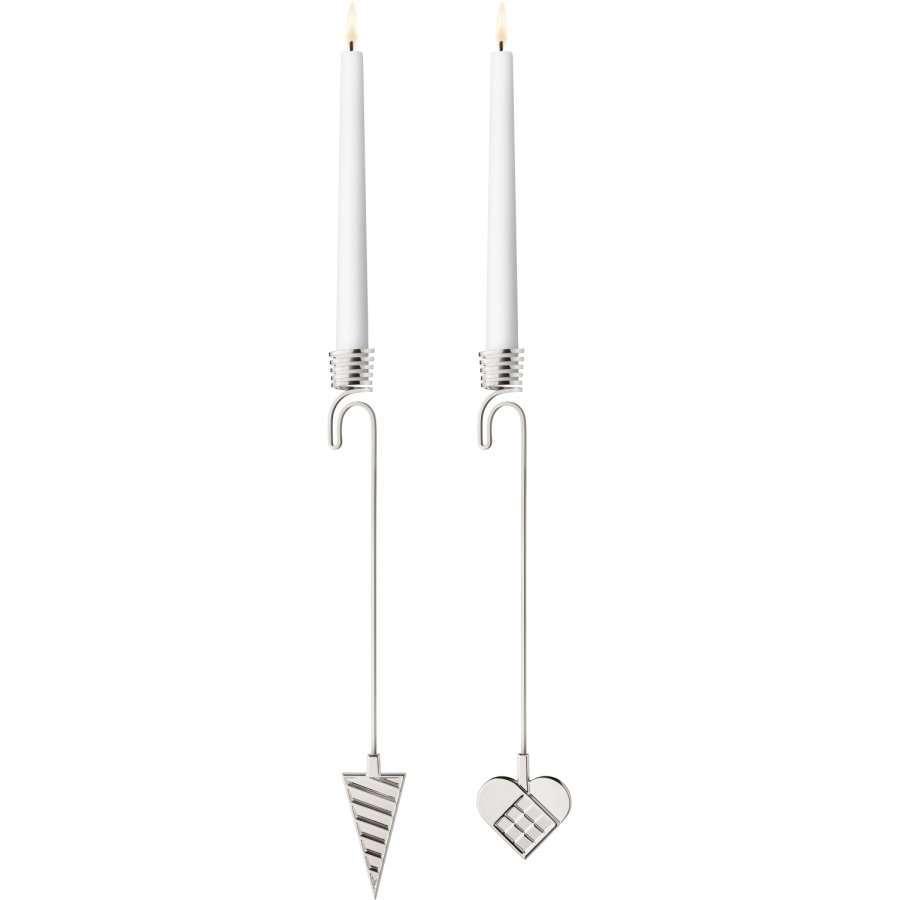 Georg Jensen Lyseholderst Krmmerhus/Julehjerte 2025 2 stk, Palladium