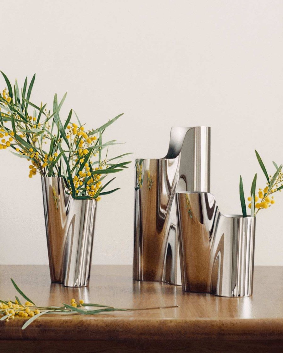 Georg Jensen Lituus Vase H22,8 cm, Blankt St�l