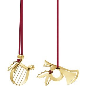 Georg Jensen Geschenkset mit Harfe und Horn, Vergoldet