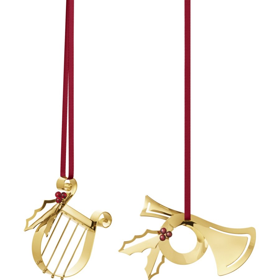 Georg Jensen Geschenkset mit Harfe und Horn, Vergoldet