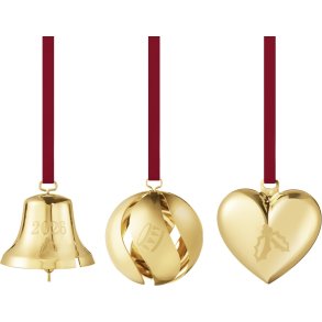 Georg Jensen Geschenkset mit Glocke, Kugel und Herz 2026, Vergoldet