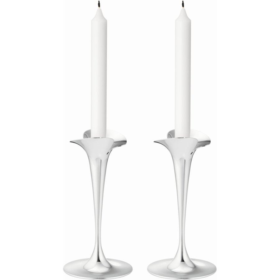 Georg Jensen Bloom Kerzenst�nder 2er Set H20 cm, Blankstahl