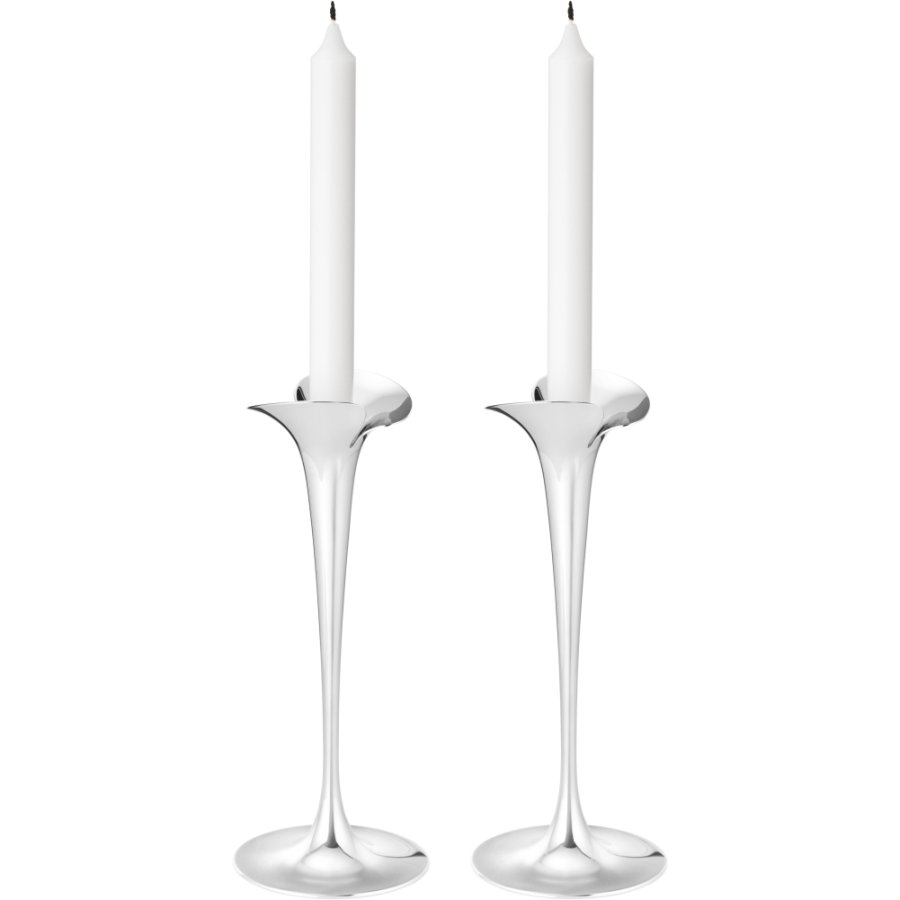 Georg Jensen Bloom Kerzenst�nder 2er Set H25 cm, Blankstahl
