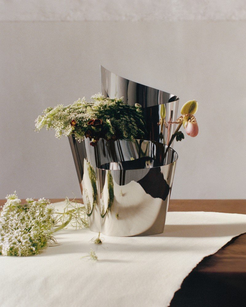 Georg Jensen Fold Vase H32,4 cm, Blankt St�l