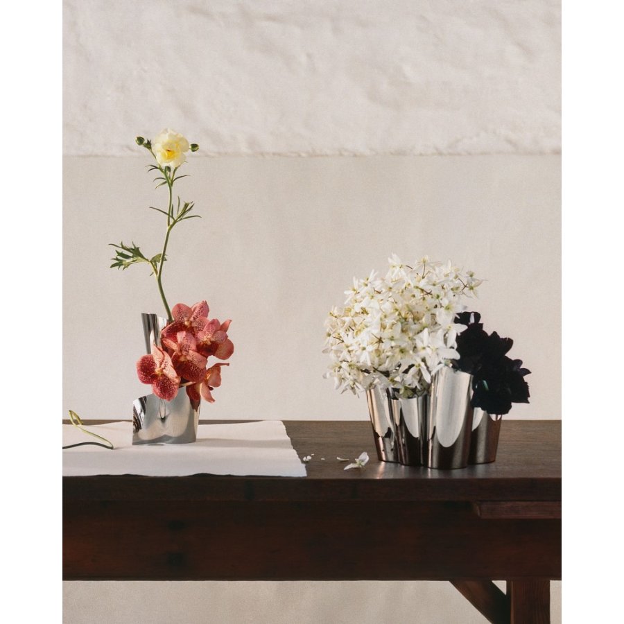 Georg Jensen Fold Vase H19,7 cm, Blankt St�l