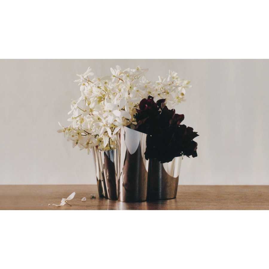 Georg Jensen Fold Vase H19,7 cm, Blankt St�l