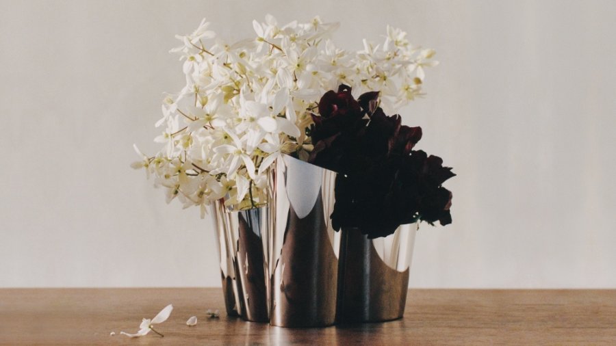 Georg Jensen Fold Vase H19,7 cm, Blankt St�l